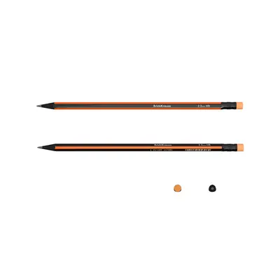 Graphite pencil ErichKrause Vivo HB with eraser triangular assorted 12/1 45622-2