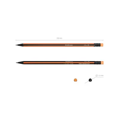 Graphite pencil ErichKrause Vivo HB with eraser triangular assorted 12/1 45622-4