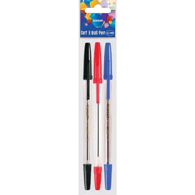 Set kemijskih olovaka Centrum Pioneer (crvena, plava, crna) 0,5mm 3 komada blister 3/1 82633