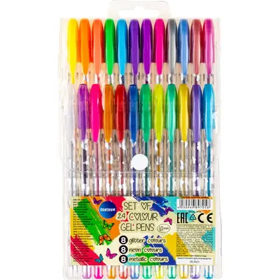 Set rolera u boji Centrum gel 1mm (metalic, neon, glitter)  u PVC vrećici 24/1 89705