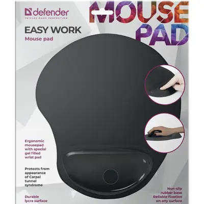 Podloga za miša Defender Easy Work crna, licra, 260x225x5 mm 50905-1