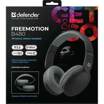 Slušalice Defender FreeMotion B480, bežične s mikrofonom, crne-4