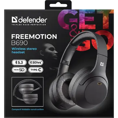 Slušalice Defender FreeMotion B690, bežične s mikrofonom, crne-4
